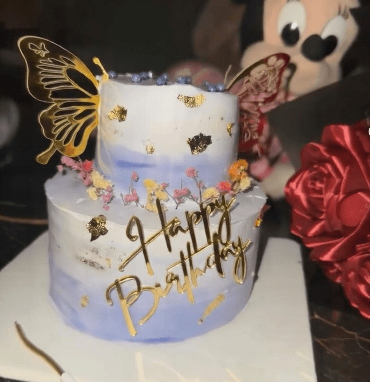 Two-tier butterfly cake